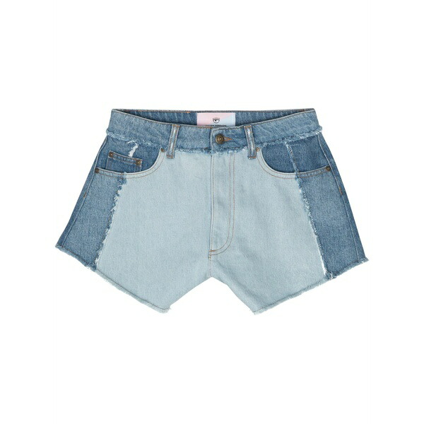 シアラフェラーニ レディース ジーンズズボン下 ボトムス Logo-patch denim shorts Blue