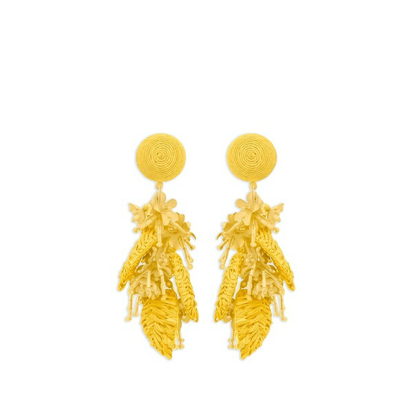 オスカー デ ラ レンタ レディース ピアス＆イヤリング アクセサリー Raffia tassel bouquet clip-on earrings Yellow｜asty