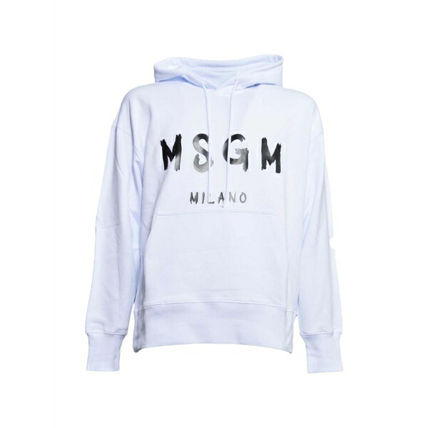エムエスジイエム メンズ パーカー・スウェットシャツ アウター Logo hoodie White