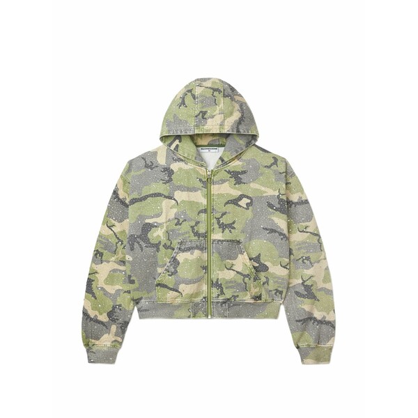 頭を覆う物 メンズ パーカー・スウェットシャツ アウター Crystal-embellished camouflage jacket Green