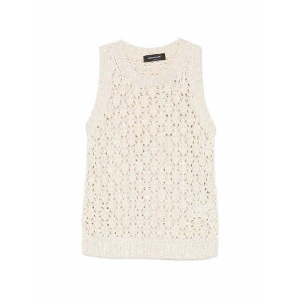 ファビアナ フィリッピ レディース カットソー トップス Sequin-embellished open-knit vest  Neutrals