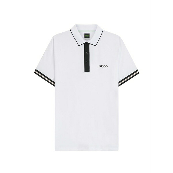元締め メンズ スポーツシャツ トップス Contrast-trim polo shirt White