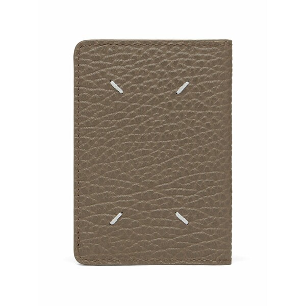 マルタンマルジェラ メンズ 金入れ 付属物 Four stitches grained leather card holder Brown