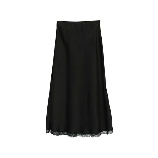 素っ気ない玉蜀黍 レディース スコート ボトムス Ura lace-trim MIDI skirt Black