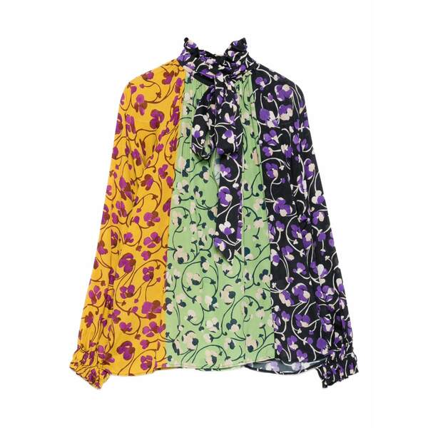 ラ・ダブル・ジェイ レディース シャツ トップス Floral-pattern blouse Yellow｜asty