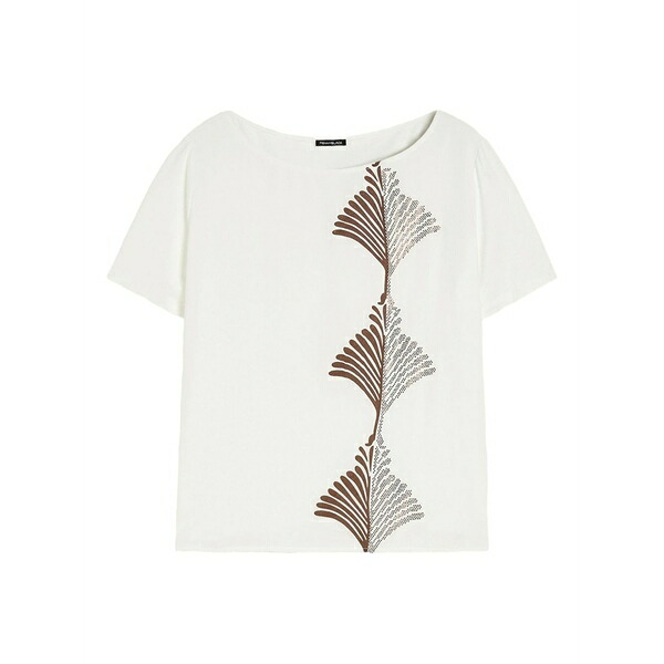 ペニー黒いこと レディース ティーシャツ トップス Embellished-leaf t-shirt White