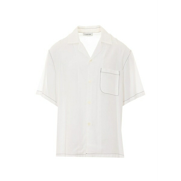 ランバン メンズ プルオーバー トップス Pocket print shirt White