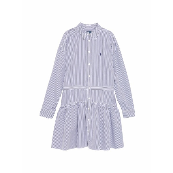 ラルフローレン レディース 衣装 トップス Striped ruffle MIDI shirt dress Blue