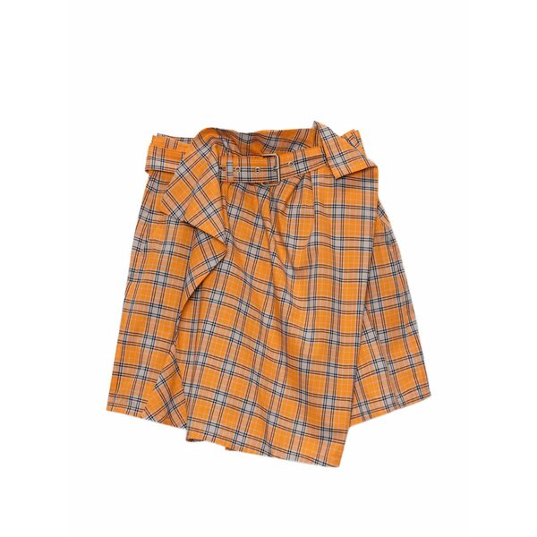 エムエスジイエム レディース スコート ボトムス Checked asymmetric mini skirt Orange