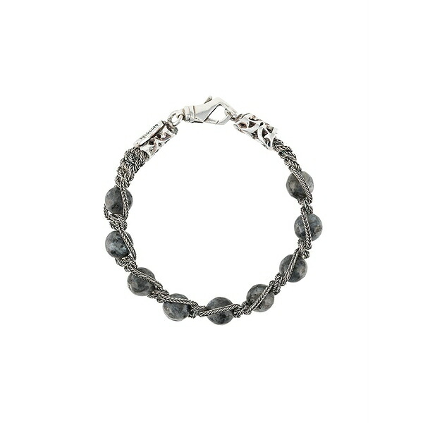 エマニュエレ ビコッキ メンズ ブレスレット・バングル・アンクレット 付属物 Beaded braided-chain bracelet Grey