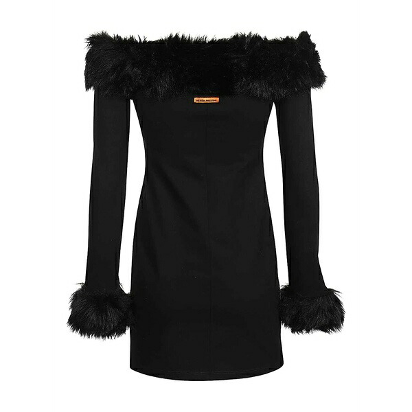 戸呂 プレストン レディース 衣装 トップス Fur-trimmed strapless mini dress Black