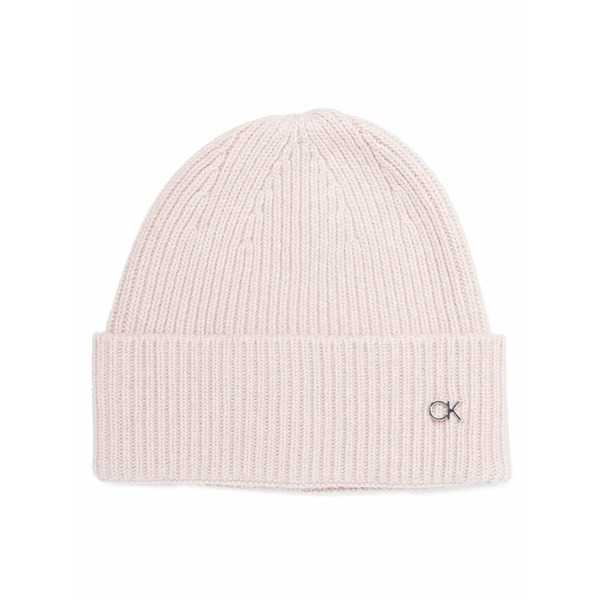 カルバンクライン レディース 鳥打ち帽 付属物 Re-lo ribbed-knit beanie Grey