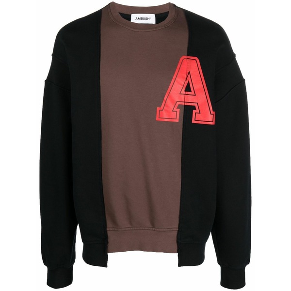 アンブッシュ メンズ パーカー・スウェットシャツ アウター Letter-print long-sleeve sweatshirt Black