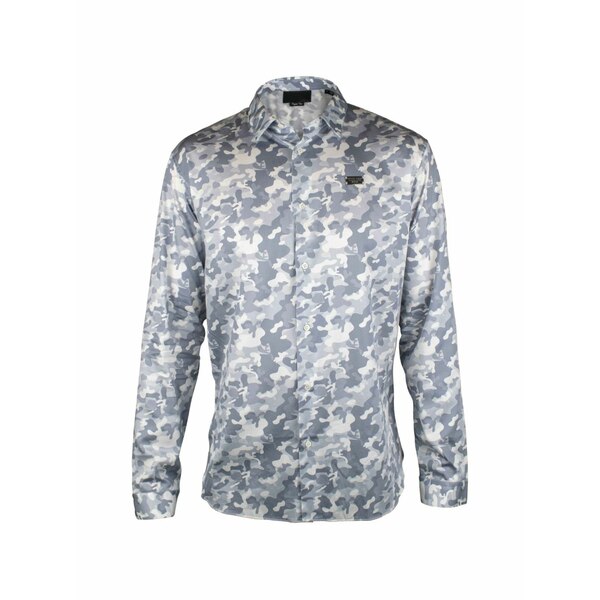 フィリップ飾り気の無い メンズ プルオーバー トップス Camo logo-plaque shirt Grey