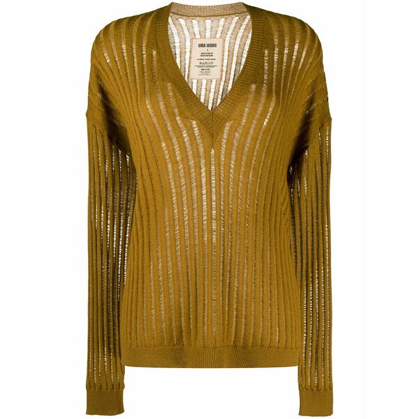 ユマ・一 レディース 編み物\u0026プルオーバー アウター Semi-sheer cashmere jumper Brown