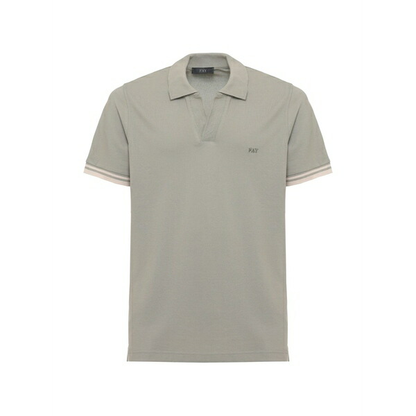 フェイ メンズ ポロシャツ トップス Logo-embroidered striped-trim polo shirt Green｜asty 34,320円