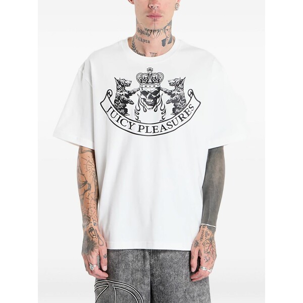 プレジャーズ メンズ ティーシャツ トップス Skull crest t-shirt White