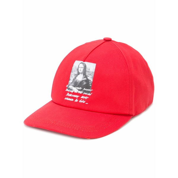 象牙色 メンズ かぶり笠 佩び物 Mona lisa printed cap Red