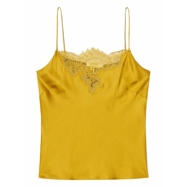 ツイン書き割り レディース カットソー トップス Lace-trimmed top Yellow