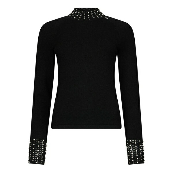 リュージョー レディース 編み物\u0026プルオーバー アウター Cut-out jewel sweater Black