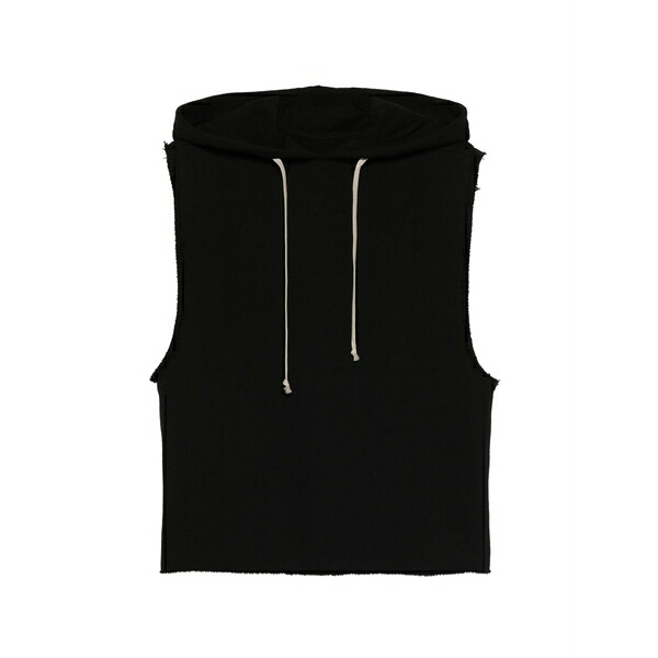 リックオウエンス メンズ ティーシャツ トップス Frayed hoodie Black