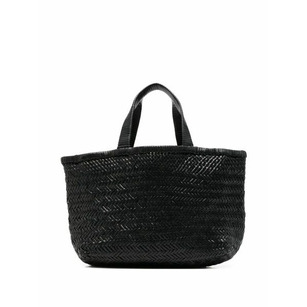 マネビ レディース トートバッグ 御徒面子 Medium new sunset woven leather tote bag Black