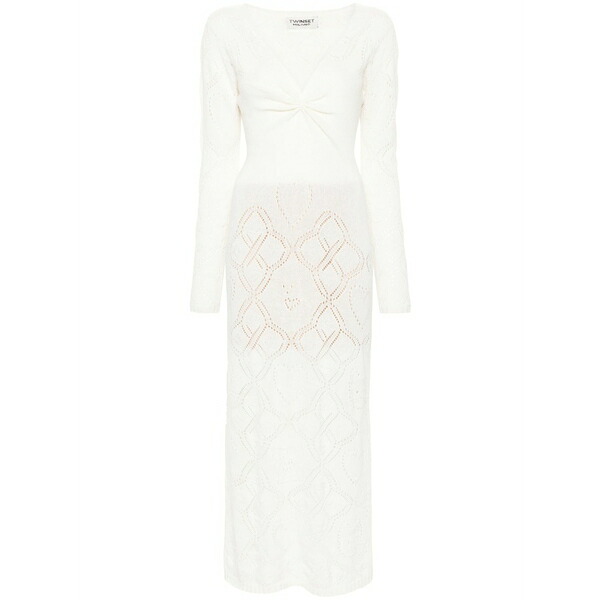 ツインセット レディース ワンピース トップス Pointelle-knit maxi dress White｜asty