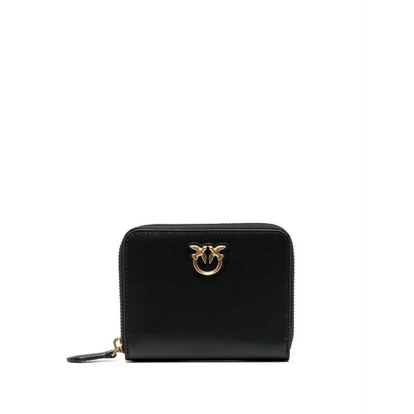 ピンコ レディース 札入れ 佩び物 Logo-plaque leather wallet Black
