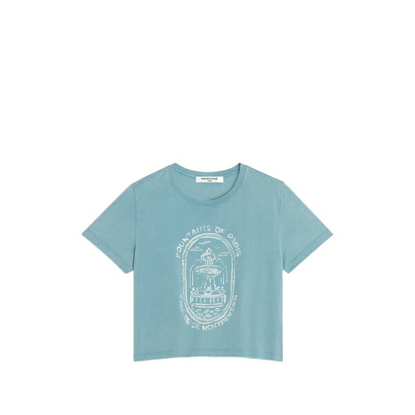 棲み家 狐狸 レディース プルオーバー トップス Fountain-stamp faded baby t-shirt Blue