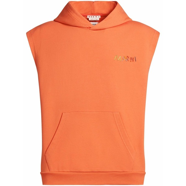 マルニ メンズ パーカー・スウェットシャツ アウター Painterly-logo sleeveless sweatshirt Orange
