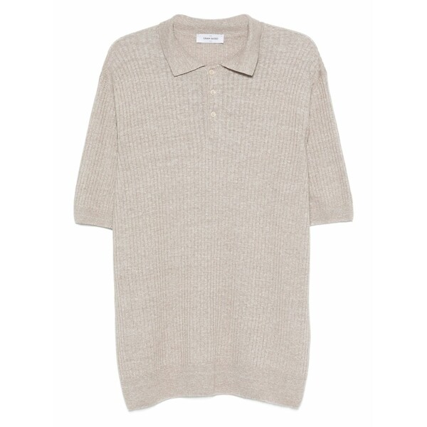 グランサッソ メンズ スポーツシャツ トップス Ribbed polo shirt Neutrals