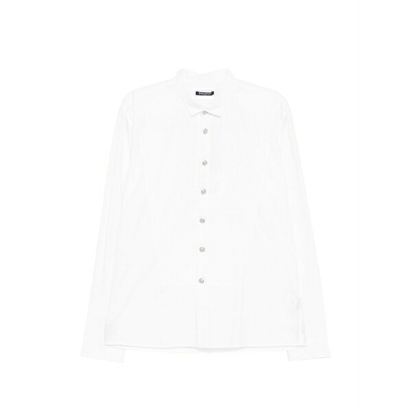 バルマン メンズ プルオーバー トップス Striped logo button shirt White