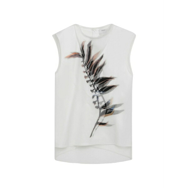 運動競技マックス レディース カットソー トップス Sleeveless double-layer satin and tulle top White