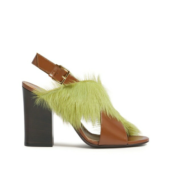 マルニ レディース サンダル シューズ Criss-cross fur sandals Brown