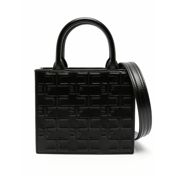 エリザベスフランキ レディース トートバッグ 御徒面子 Logo-embossed faux-leather tote bag Black