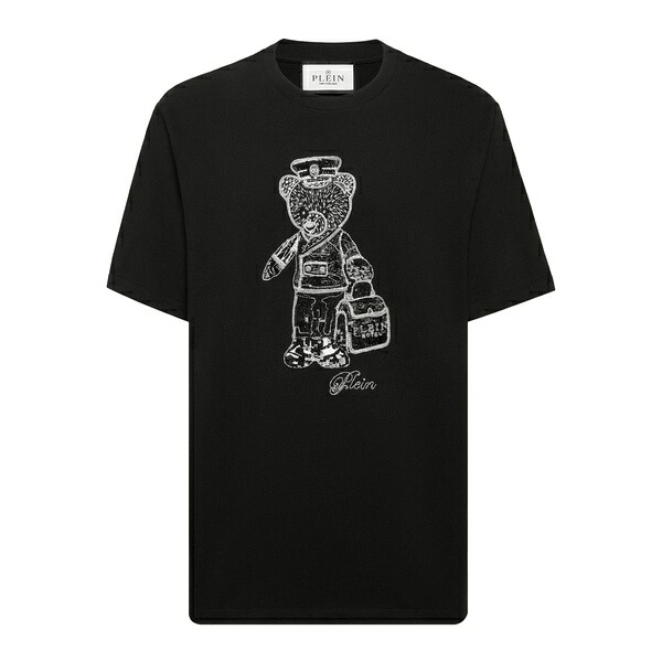 フィリップ飾り気のない メンズ ティーシャツ トップス Teddy bear-print t-shirt Black