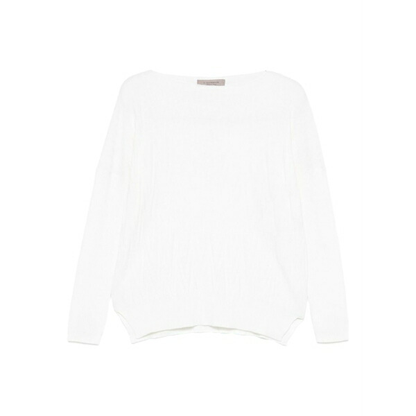 ディー・エクステリア レディース 編み物\u0026ティーシャツ アウター Boat-neck sweater  White