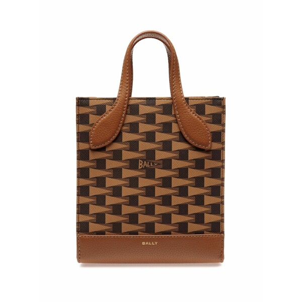 バリー レディース ハンドバック 御徒面子 Mini pennant-print tote bag Brown