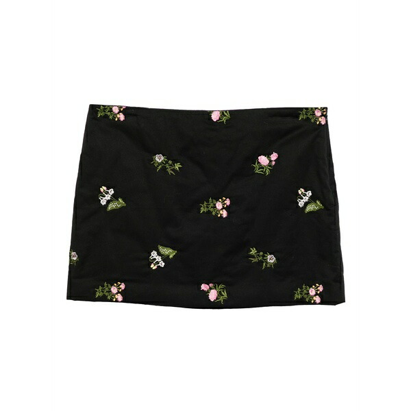 シンシアローレイ レディース スコート ボトムス Floral-embroidered mini skirt  Black