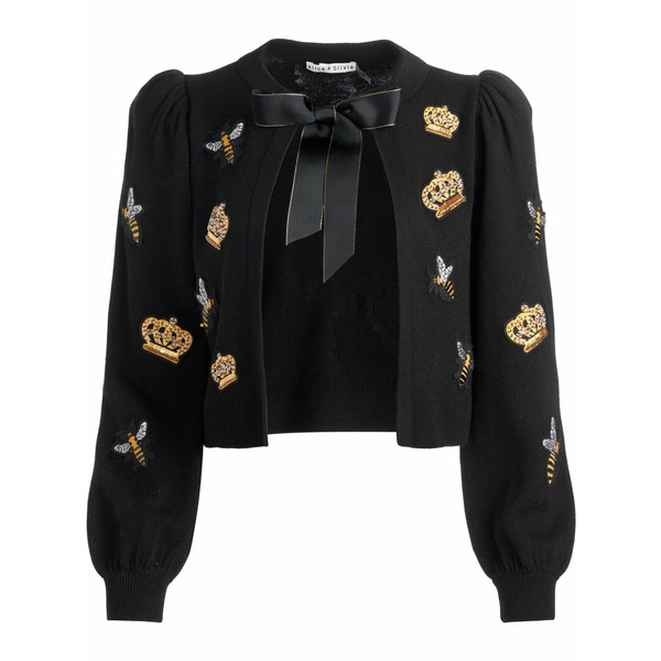 アリス アンド オリビア レディース ジレー アウター Bow-tie cardigan  Black