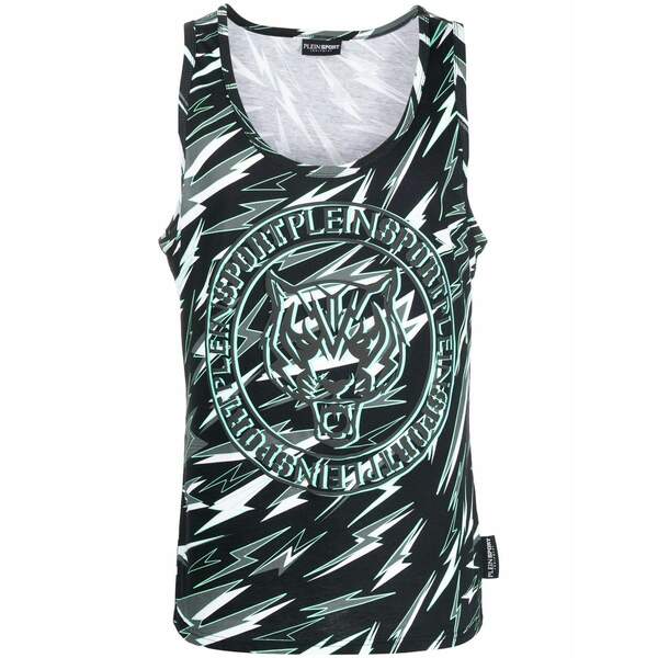 プレインスポーツ メンズ Tシャツ トップス Logo-print tank top Black|asty