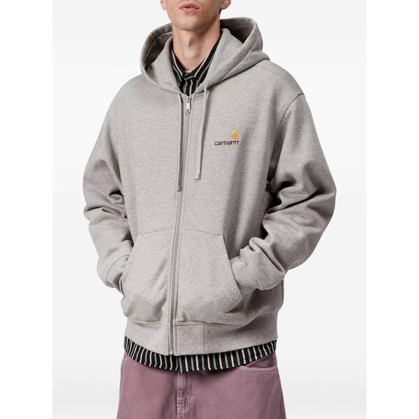鉄道車両ハート型 メンズ パーカー・スウェットシャツ アウター Logo-detail zip-up hoodie Grey
