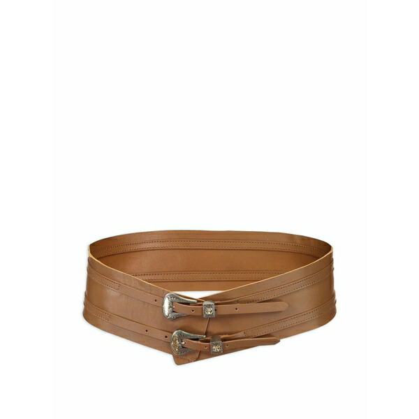 ストリーツアヘッド レディース 三尺帯 添え物 Double-buckle leather belt Brown