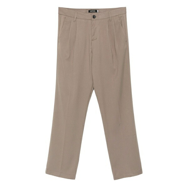 インペリアル メンズ カジュアルパンツ ボトムス Pleated cotton trousers Neutrals|asty