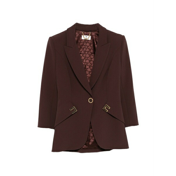 エリザベスフランキ レディース 上衣＆上衣 アウター Crepe blazer Brown