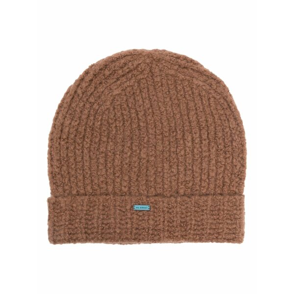 アラヌイ メンズ かぶり笠 添え物 Logo-plaque beanie Brown