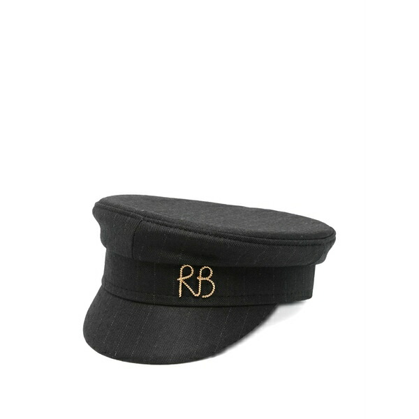 ラスランバジンスキー レディース かぶり笠 添え物 Stripe-pattern beret Black