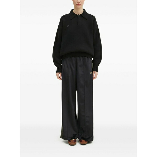 パンガイア メンズ ポロシャツ トップス Ribbed-cuffs polo shirt Black|asty