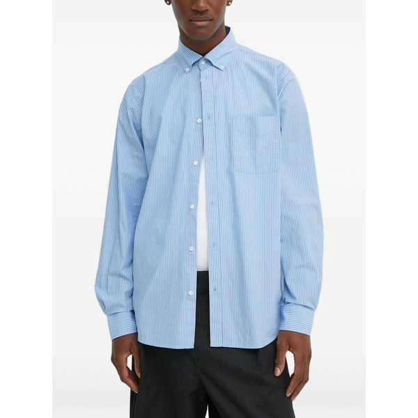 レ ドゥ メンズ シャツ トップス Striped-pattern shirt Blue