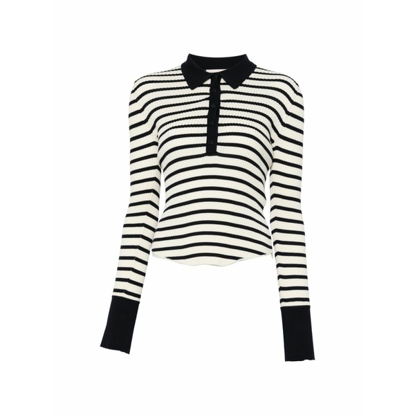 セミクチュール レディース スポーツシャツ トップス Striped collared polo shirt Neutrals